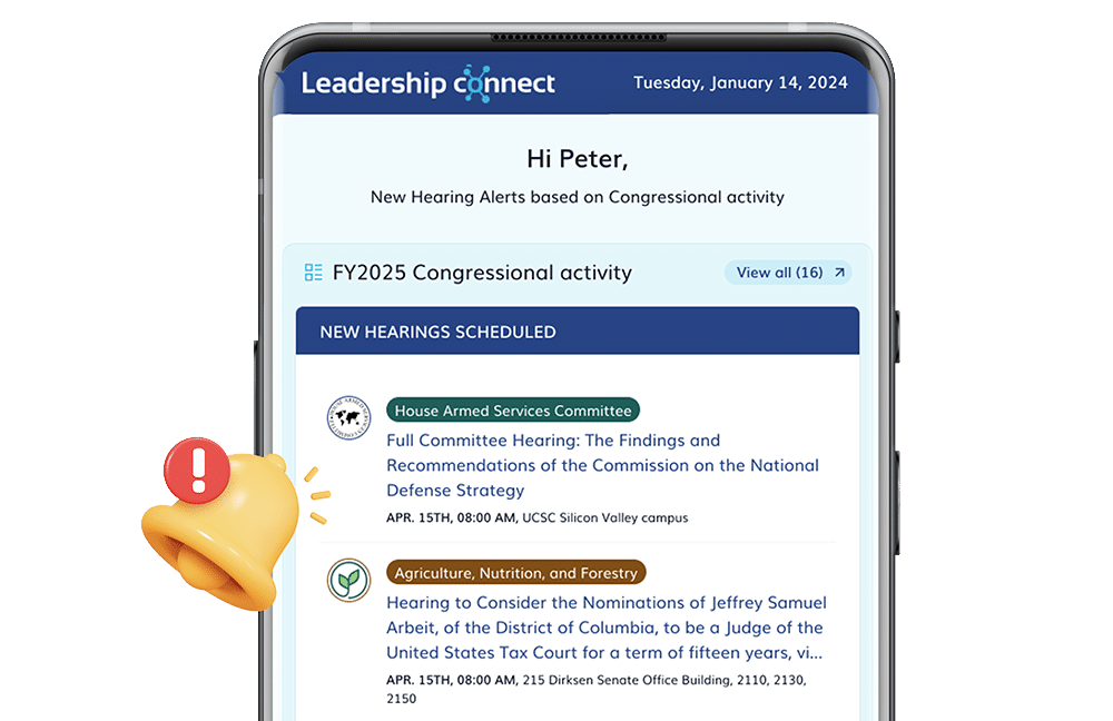 Congressional Hearings Transcripts Schedules Alerts Leadership Connect